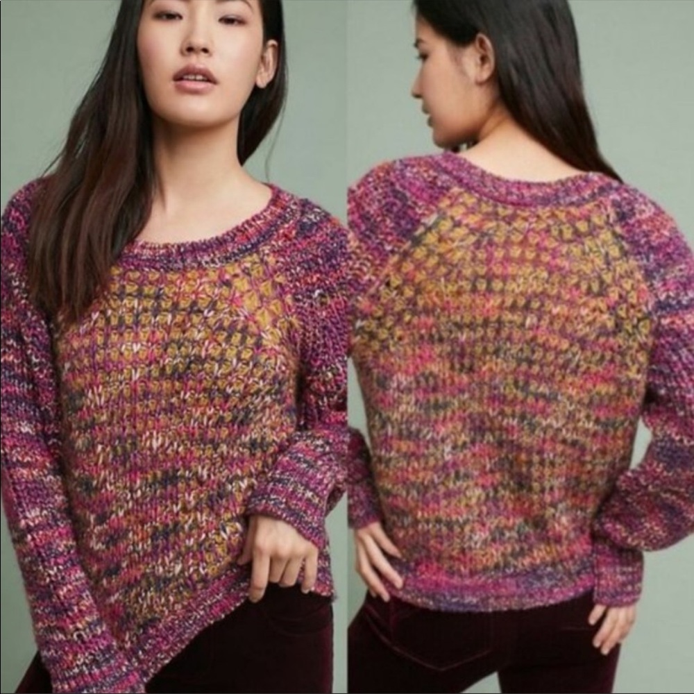 Moth by Anthropologie Multicolor Hillwalk Chunky Knit Italian Wool Sweater